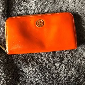 Bright orange Tory Burch wallet